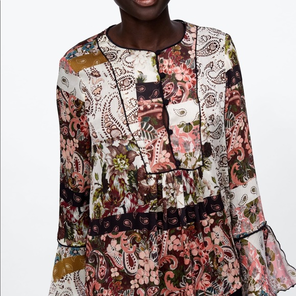 Zara Paisley Printed Blouse NWT - Picture 5 of 7